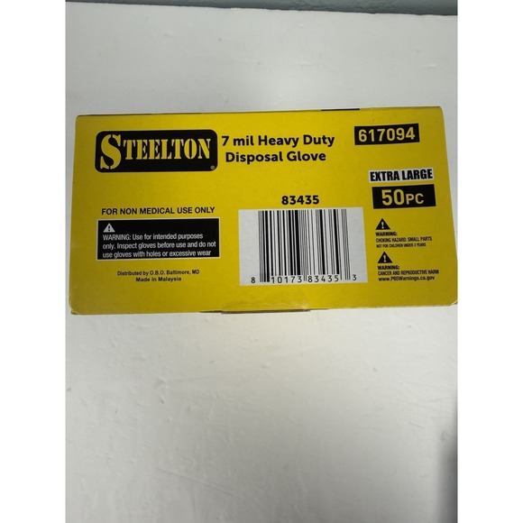 Steelton Heavy Duty Disposal Gloves 50 Piece Extra Large 7 Mil Thick Latex - Picture 4 of 4